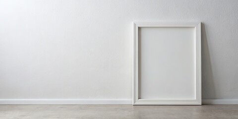 White Frame on a White Wall, Interior Design, Minimalism, Home Decor, Frame Mockup, White Wall , Interior Design