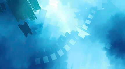 Obraz premium A dynamic digital doodle that uses blues, greens, and purplish hues, loose, painterly brushstrokes, cold, complimentary epic colors, and a foggy ambient rough texture to illustrate the function of AI 