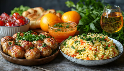 Photo - Delicious Meal with Chicken Meatballs, Millet, and Fresh Herbs
