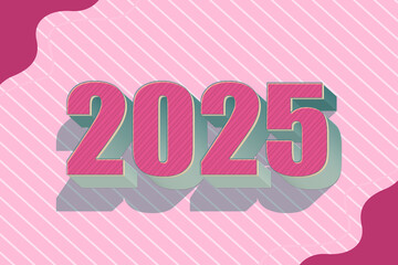 3d Rendering Illustration of a pink chalk 2025 design.