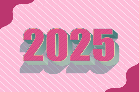 3d Rendering Illustration of a pink chalk 2025 design.
