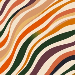 Retro 70s Style Abstract Wavy Stripes Background  Autumnal Hues  Vintage Wallpaper Design