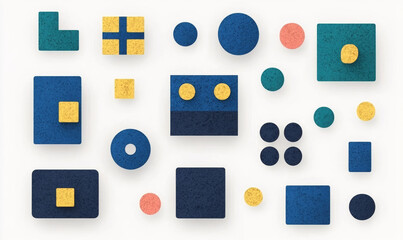 Colorful geometric shapes on white background