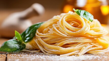 Freshly Made Pasta Nest with Basil