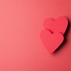Fototapeta premium Two Red Hearts on Red Background