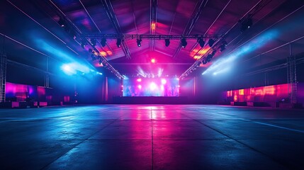 Fototapeta premium Empty concert stage with vibrant lighting.