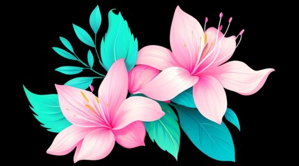 Vibrant Botanical Floral Elements in High Detail for Artistic Design Projects