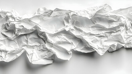 Obraz premium Crumpled white paper texture, studio shot, background clean, design element