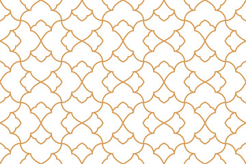 Naklejka premium Flower geometric pattern. Seamless vector background. White and golden ornament