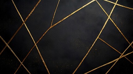 Abstract gold lines on dark background, geometric design, textured surface, luxury backdrop, website banner