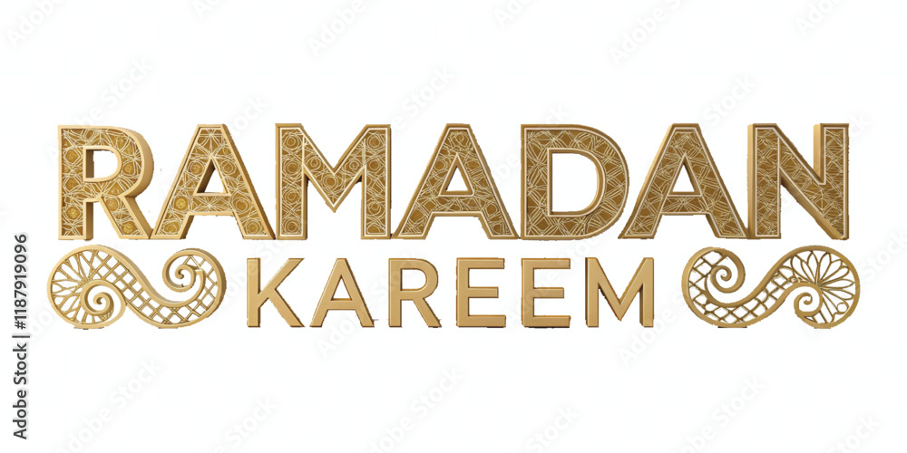 Fototapete abstract 3d ramadan kareem text made with different colour style isolated on white background