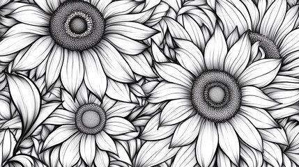 lovely and beautiful floral arrangement of sunflower,  floral background with various sunflowers arranging randomly, beautiful sunflower background design with art and unique style.