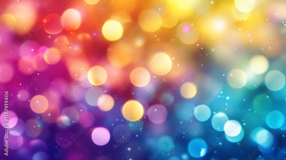 Poster vibrant multicolored bokeh pattern with soft glowing lights