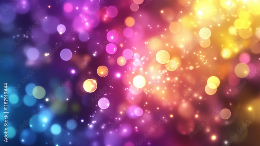 Aufkleber vibrant abstract bokeh background with multicolored lights and glowing circles