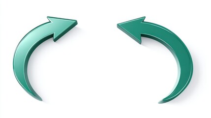 Two curved teal arrows forming a circular shape on white background.