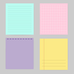 Vector realistic illustration of rectangular sticky notes in different colors