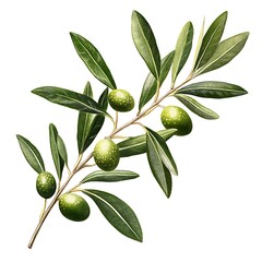 Olive branch isolated on white background