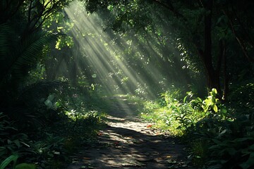 sun rays in the forest