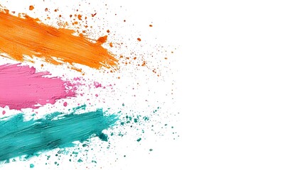 Colorful paint strokes explode on white background, ideal for design