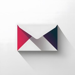 A white envelope with a pink and blue envelope