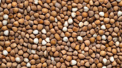 Fototapeta premium Aromatic hazelnut pile - nuts, shells, brown, texture, abundance, harvest