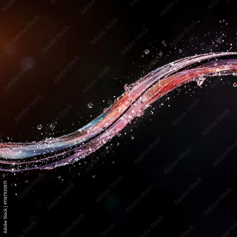 Poster Abstract Colorful Liquid Wave  Sparkling Water Flow  Dynamic Swirl  Fluid Design