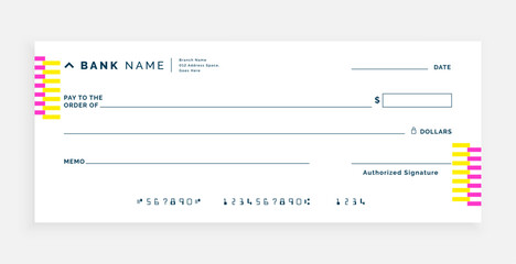 modern style bank cheque paper mockup template