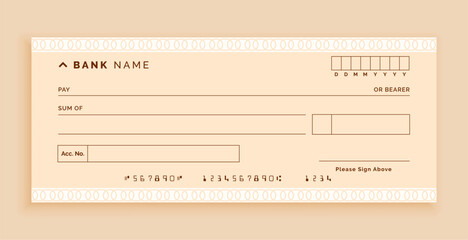 simple bank cheque payment document template