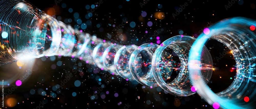 Poster abstract swirling light tunnel futuristic dynamic colorful background