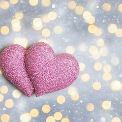 Two Pink Glitter Hearts