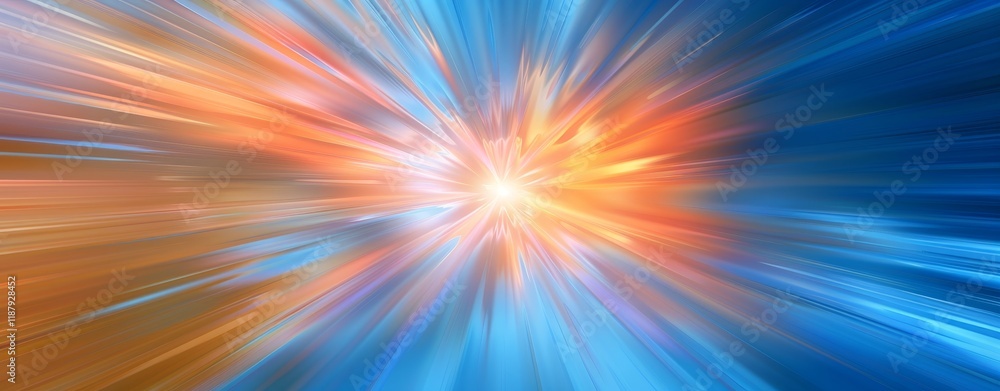 Poster abstract burst of light and color in dynamic radial motion