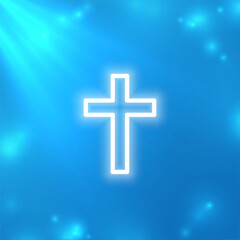 glowing religious cross sign background for christian festival