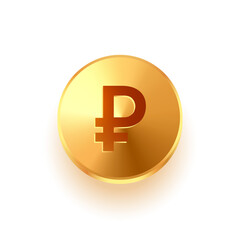 isolated and 3d ruble golden coin design