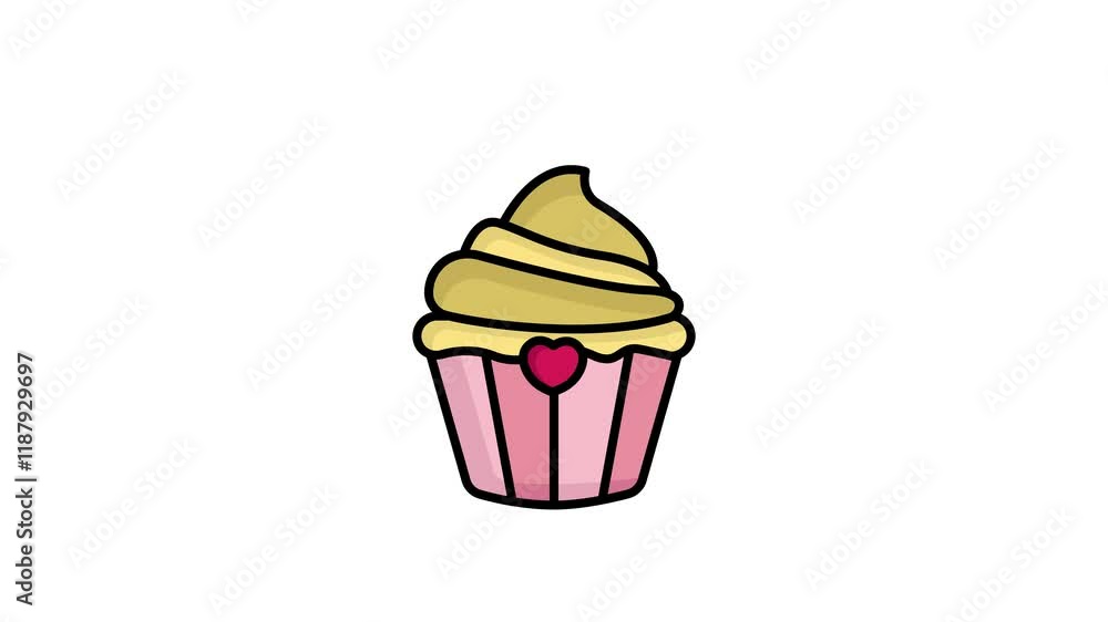 Poster cupcake animated icon. animated icon related to food, party. suitable for user interface, provide vi