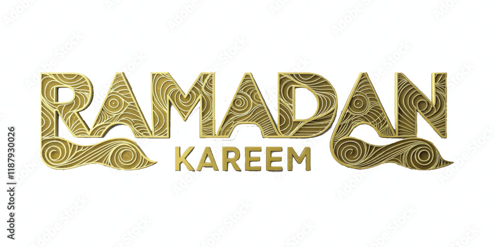 Fototapete abstract 3d ramadan kareem text made with different colour style isolated on white background