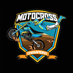 Motocross Extreme Sport Adventure Badge Logotype Vector Illustration for sticker emblem t-shirt banner invitation poster