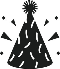 Festive Party Hat Vector Silhouette with Decorative Elements