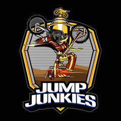 Fototapeta premium Motocross Extreme Sport Adventure Badge Logotype Vector Illustration for sticker emblem t-shirt banner invitation poster