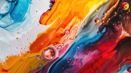 a fantastical landscape of vibrant abstract colors and surreal elements, No bowls, white space in the center of the page for text