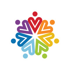 Community Unity Symbol. Teamwork cooperation concept. Vector icon or logo. Colorful design