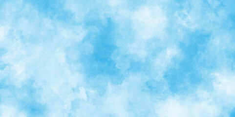 abstract blurred and grainy Blue powder explosion on white background, blue sky with white cloud Watercolor stain with hand paint, abstract blue sky watercolor background.