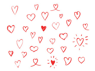Hand drawn hearts set. Vector illustration