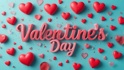 3d text "valentine's day 2025" red and gold realistic rendering celebration