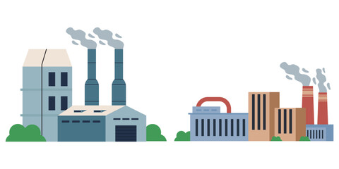Obraz premium factory Building illustration, vector elements set and collection for city and industry illustration, isolated on a white background. vector illustration