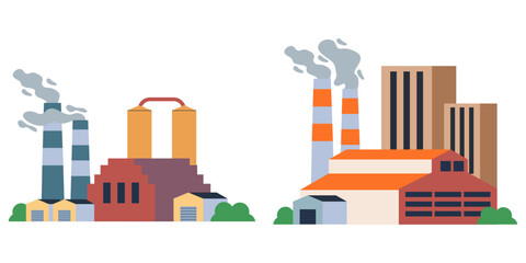 Obraz premium factory Building illustration, vector elements set and collection for city and industry illustration, isolated on a white background. vector illustration