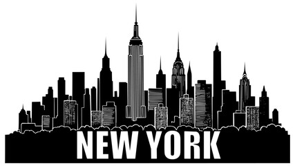 Fototapeta premium New York City Skyline silhouette, isolated 