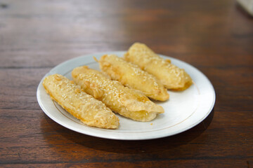 Flour fried bananas with sesame commercial Photography
