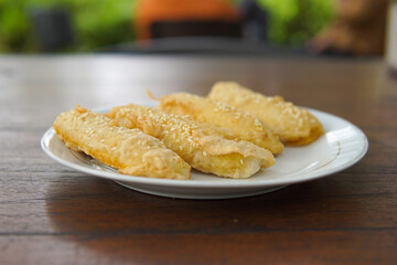 Flour fried bananas with sesame commercial Photography