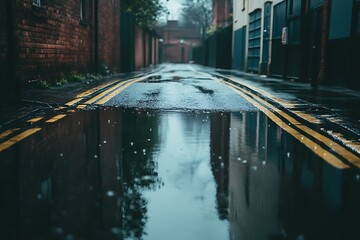 wet road in rainy season