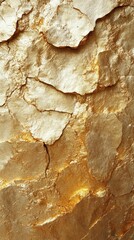 Fototapeta premium Gold leaf textured wall, illuminated background, detail view, art/decor.